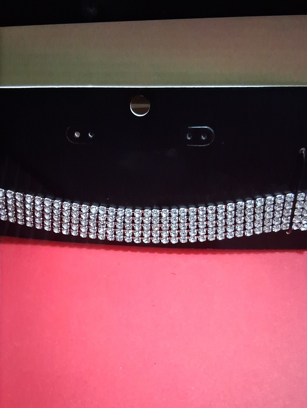 Rhinestone Crystal Choker Necklace - Silver